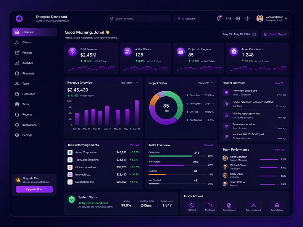 Enterprise Client Dashboard